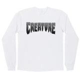 Creature Logo Mens Regular L/S T-Shirt, White w/Grey