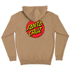 Santa Cruz Classic Dot Mens Zip Hooded Heavyweight Sweatshirt, Sandstone