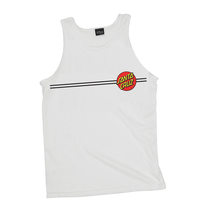 Santa Cruz Classic Dot Tank Top T Shirt White Pacific Wave Surf